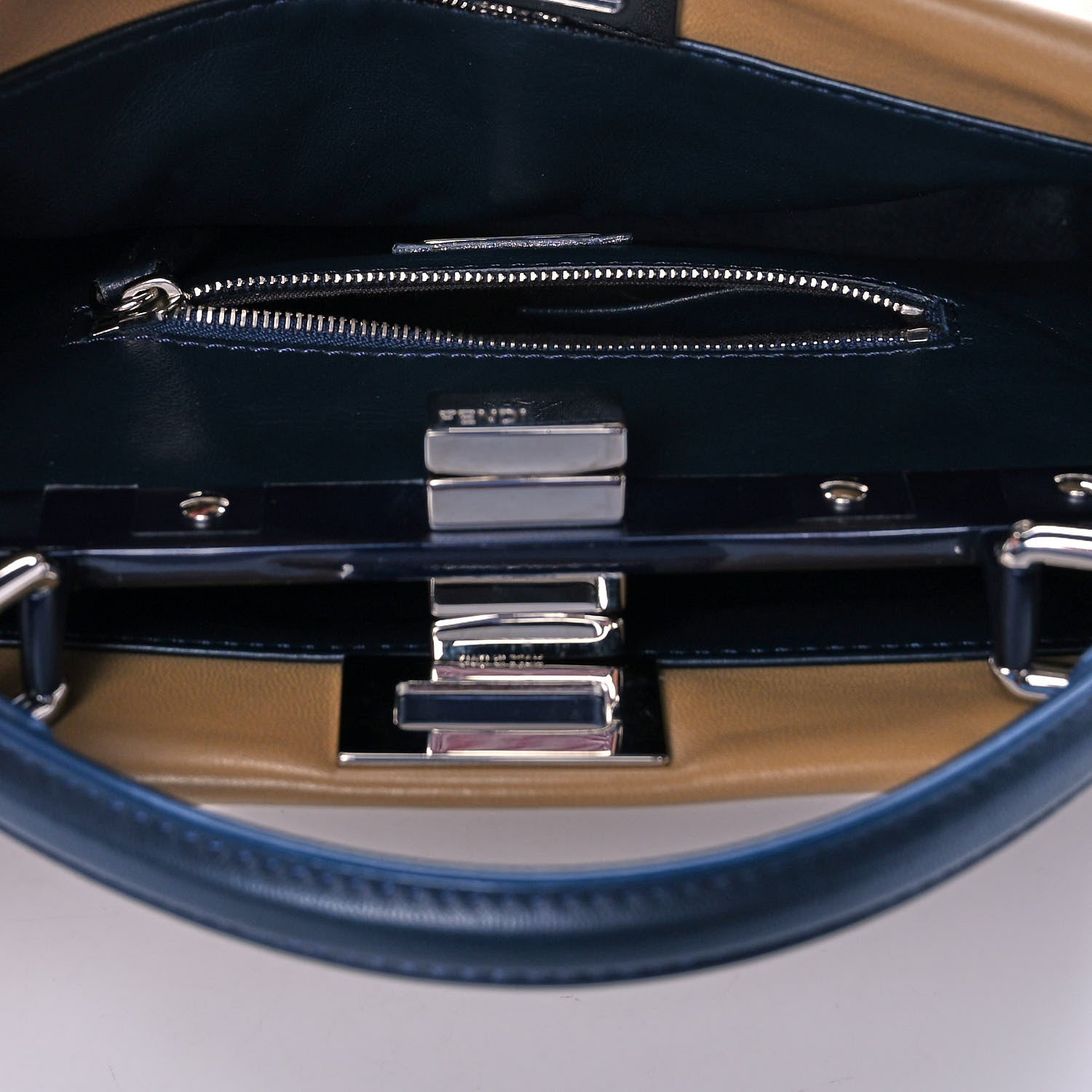 Fendi Nappa Colorblock Mini Peekaboo Iconic Satchel Cuoio Oceano Multicolor 5 of 16