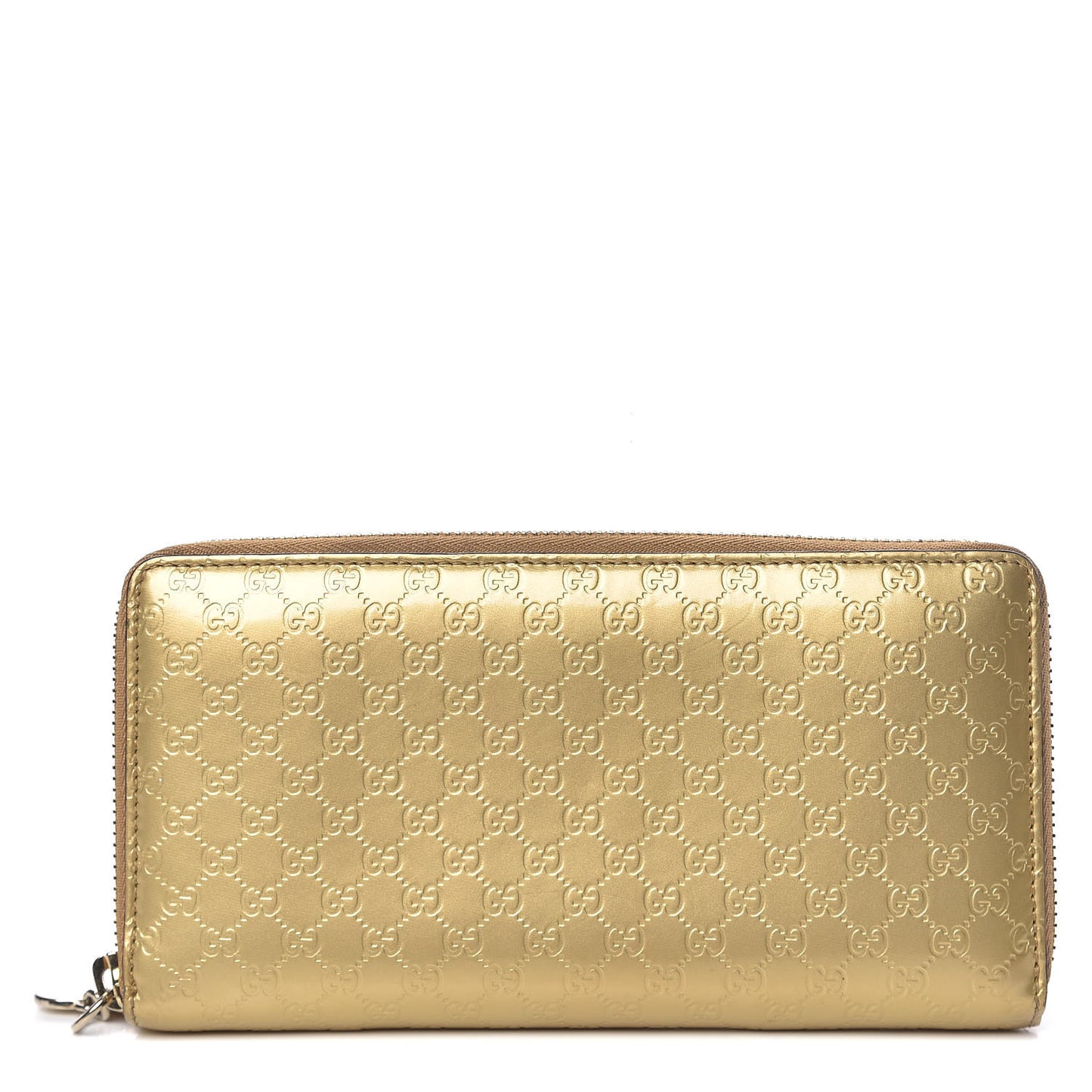 Shine Microguccissima Heart Zip Around Wallet Gold
