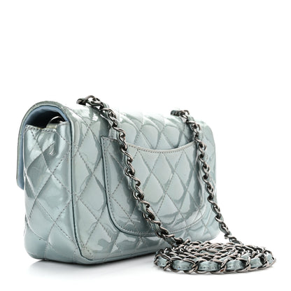 Chanel Patent Calfskin Quilted Mini Rectangular Flap Light Blue 3 of 10