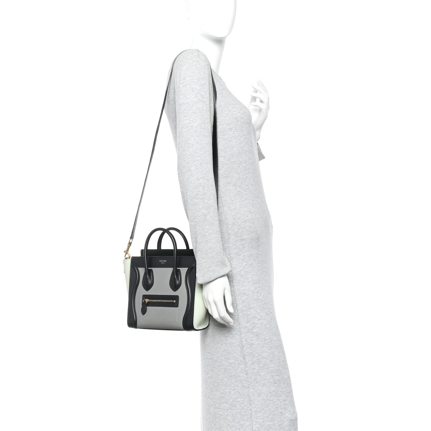 Baby Grained Calfskin Nano Tri-Color Luggage Zinc Almond