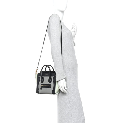 Celine Baby Grained Calfskin Nano Tri-Color Luggage Zinc Almond 2 of 9