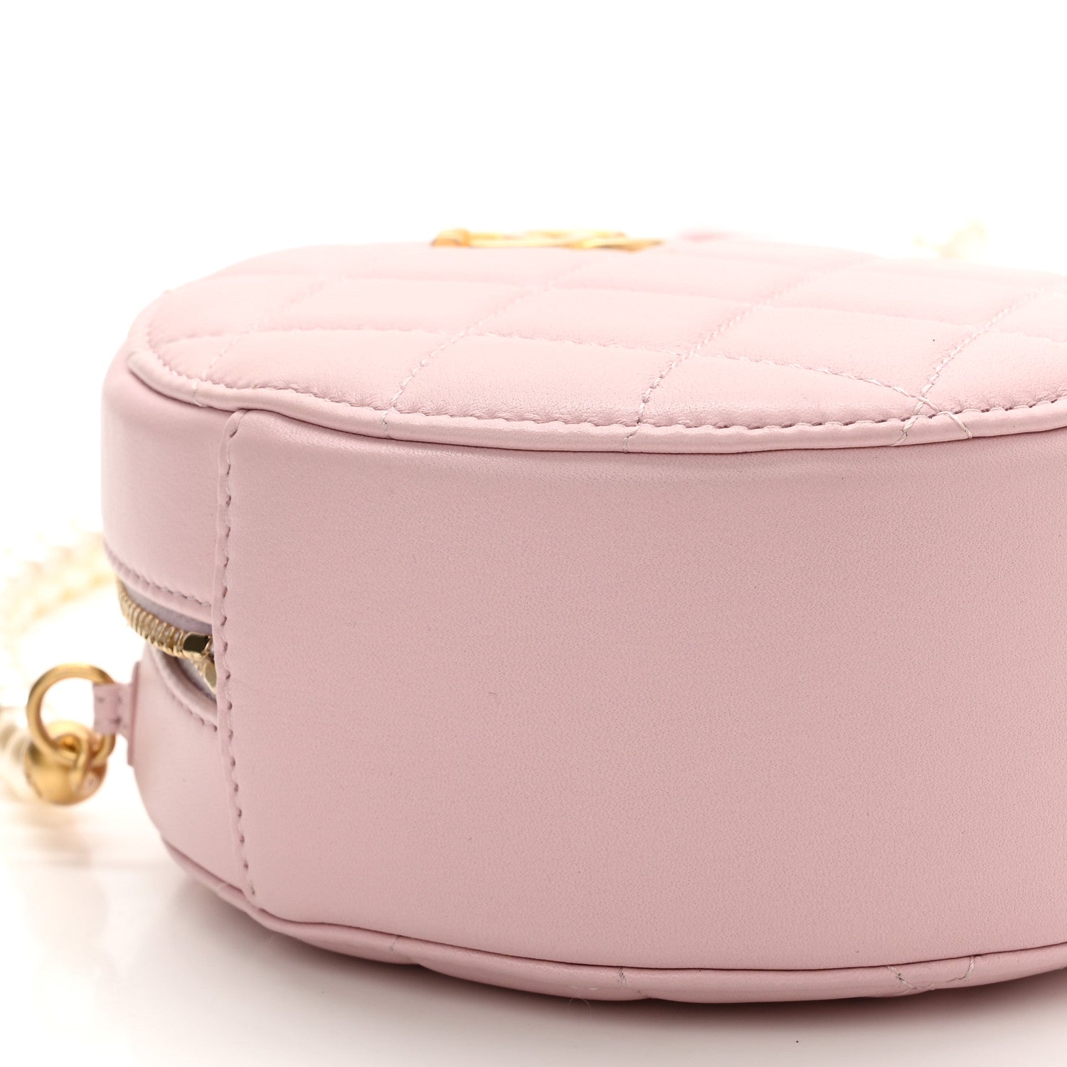 Chanel Calfskin Quilted Pearl Round Clutch With Chain Light Pink 9 of 11