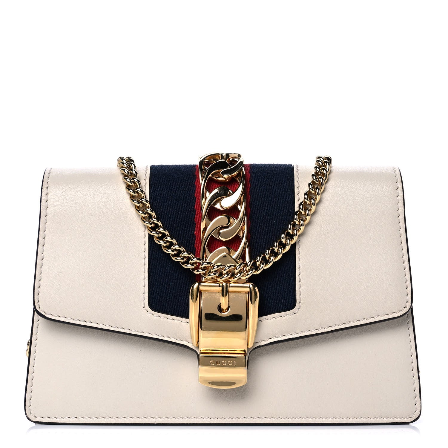 Gucci Calfskin Super Mini Sylvie Chain Shoulder Bag White 1 of 12