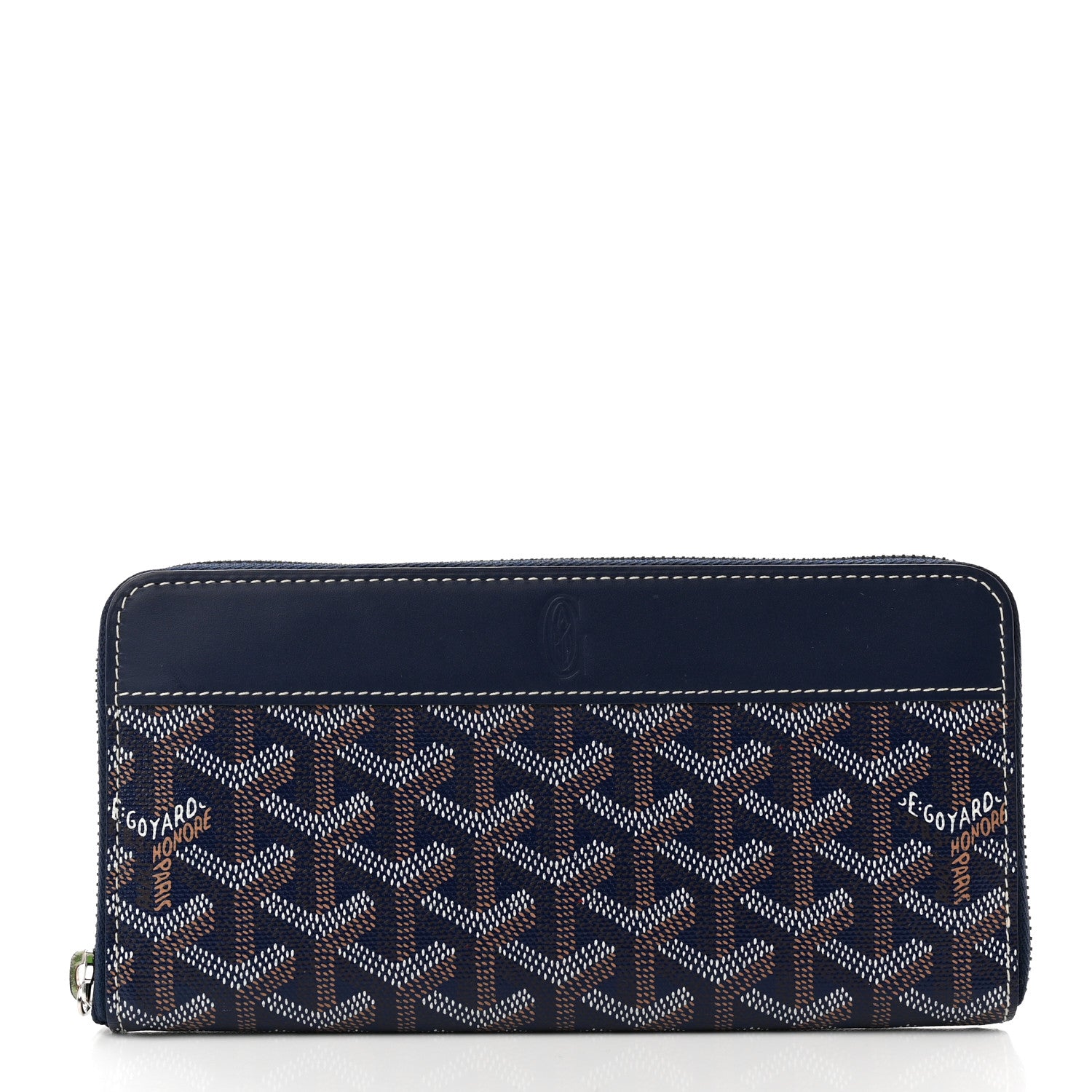 Goyard Goyardine Matignon Zip Around GM Wallet Navy 1 of 6