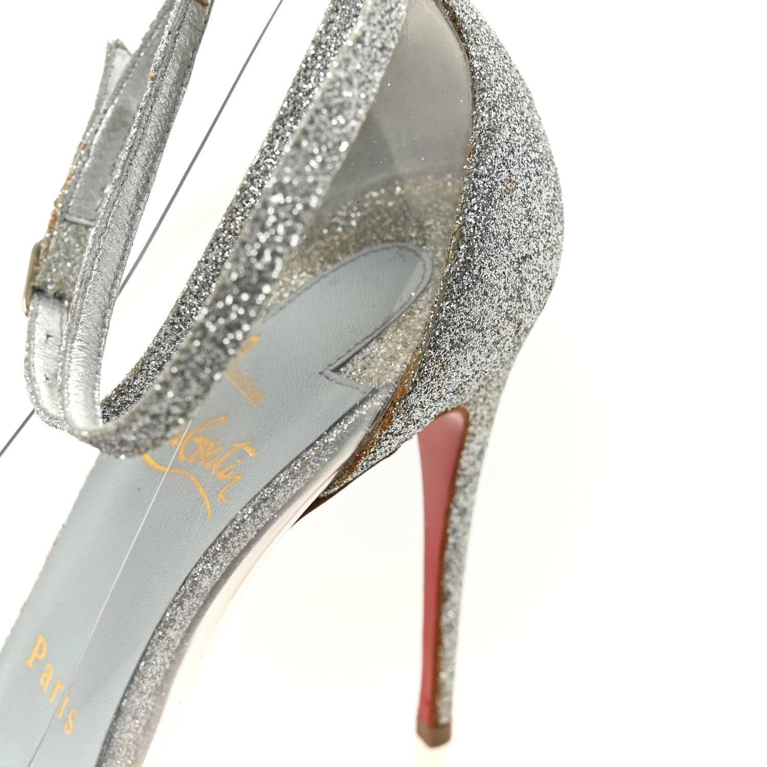 Christian Louboutin Glitter PVC Un Bout 100 Pumps 35 Silver 9 of 12