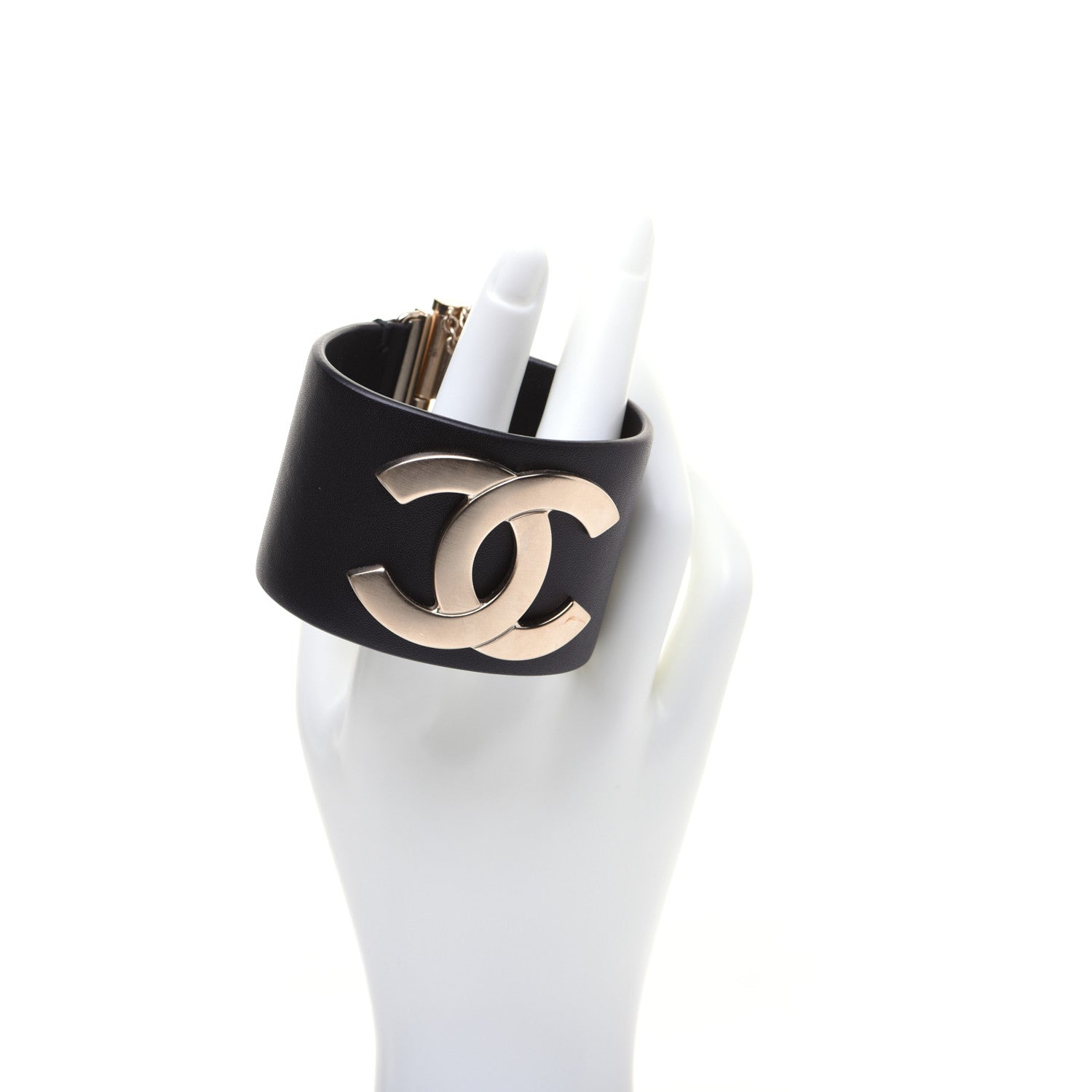 Chanel Calfskin CC Wide Cuff Black 2 of 7