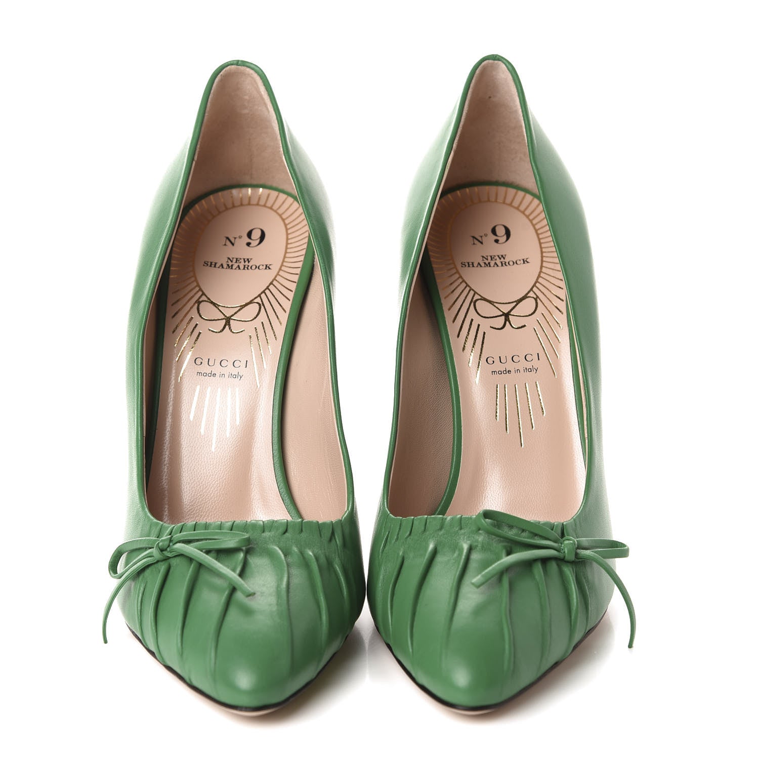 Gucci Nappa Bow High Heel Pumps 36 New Shamarock 2 of 10