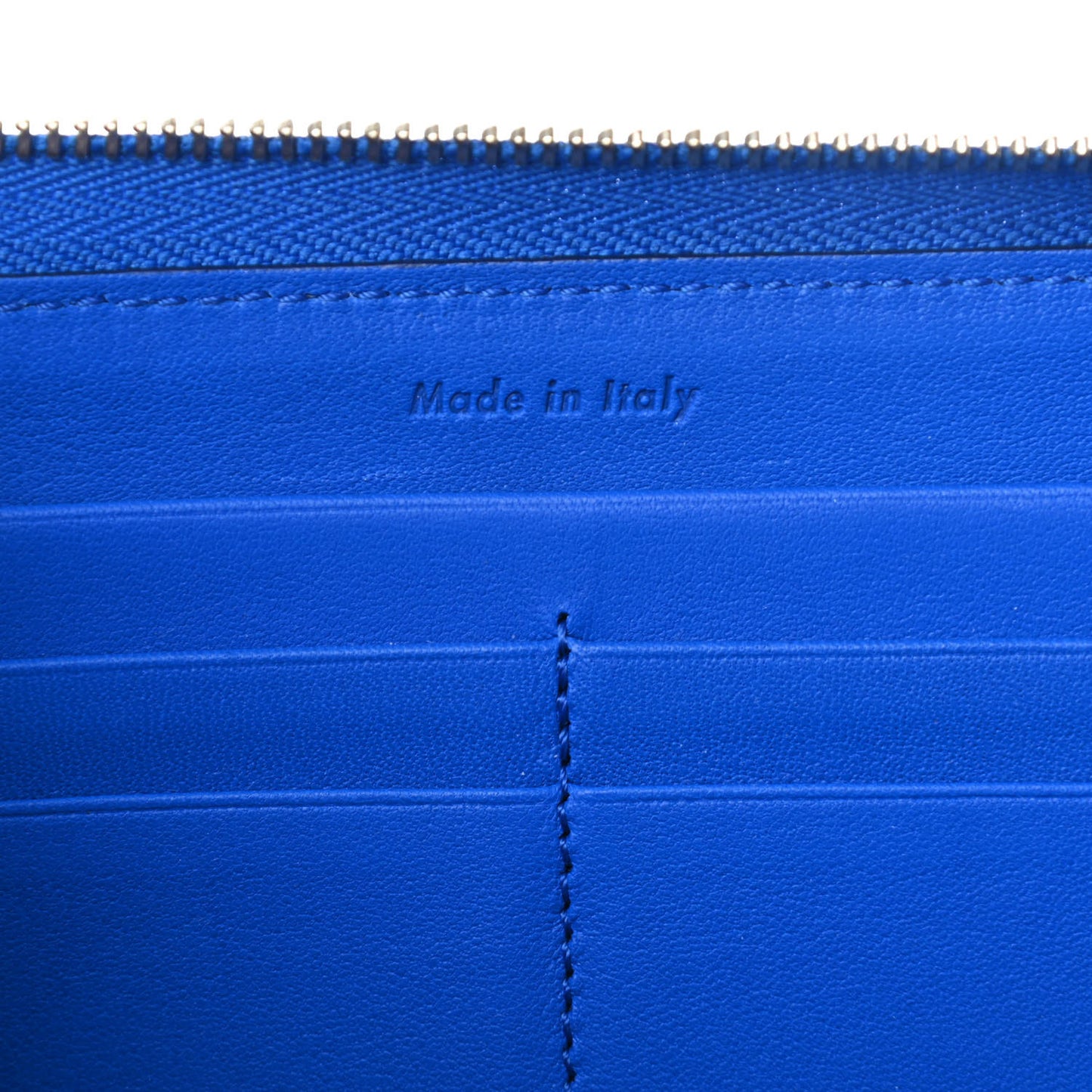 Smooth Calfskin Large Half Zip Multifunction Wallet Blue