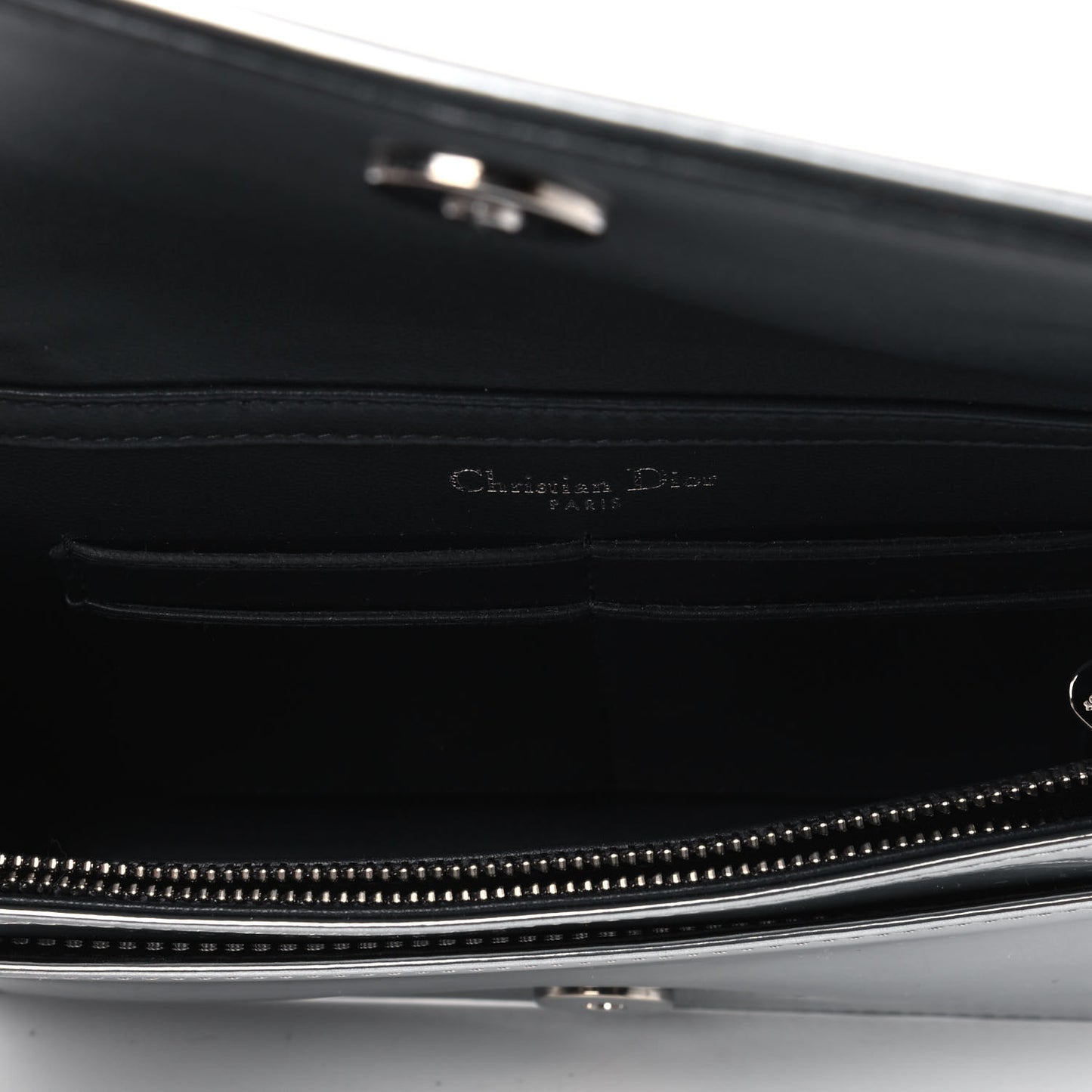 Metallic Patent Micro-Cannage Diorama Wallet on Chain Pouch Silver
