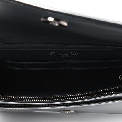 Christian Dior Metallic Patent Micro-Cannage Diorama Wallet on Chain Pouch Silver 4 of 6