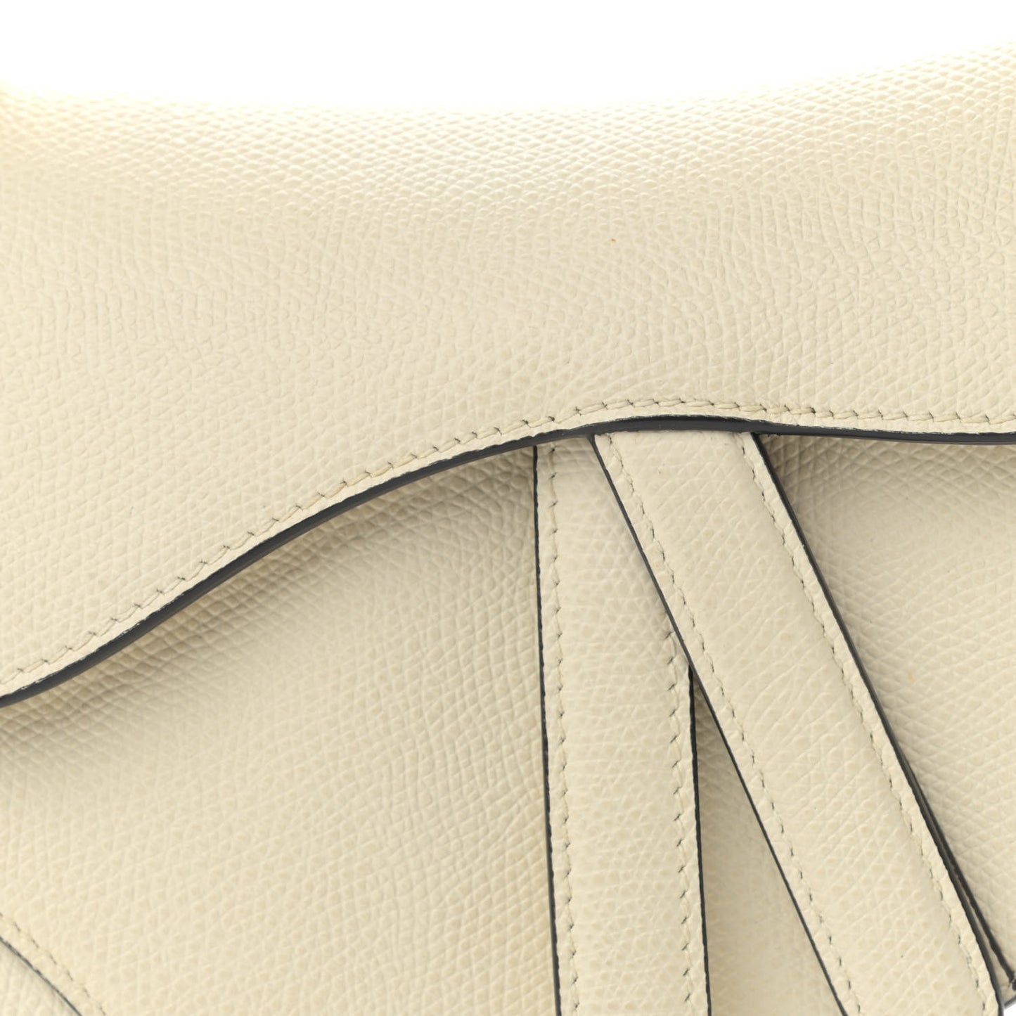 Grained Calfskin Mini Saddle Bag White