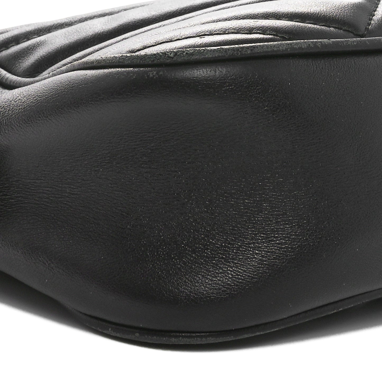 Calfskin Matelasse Small GG Marmont Chain Shoulder Bag Black