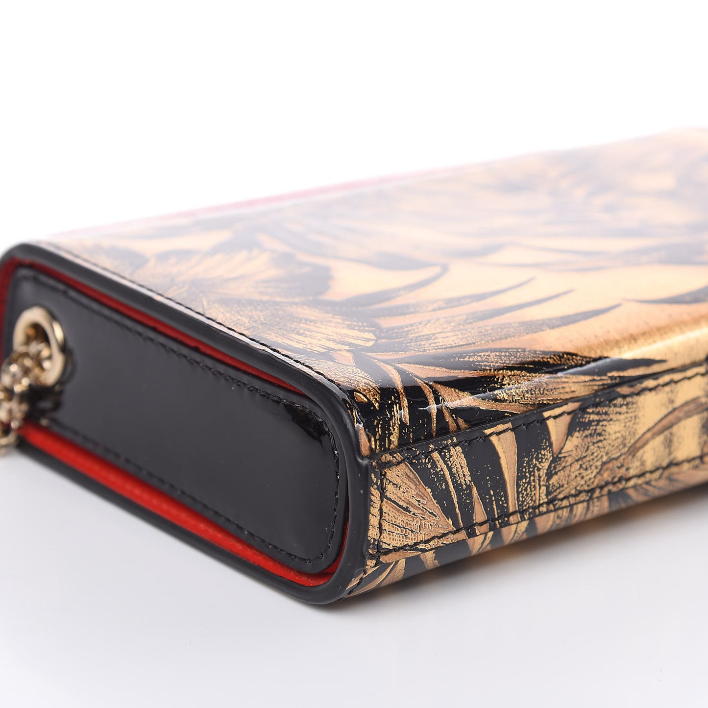Patent Crystal Vanite Clutch Gold Black