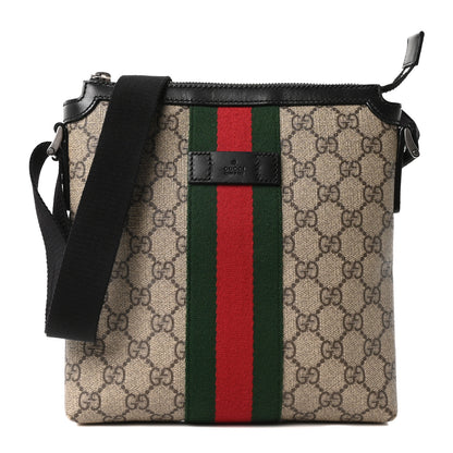 Gucci GG Supreme Monogram Web Messenger Bag Black 1 of 10