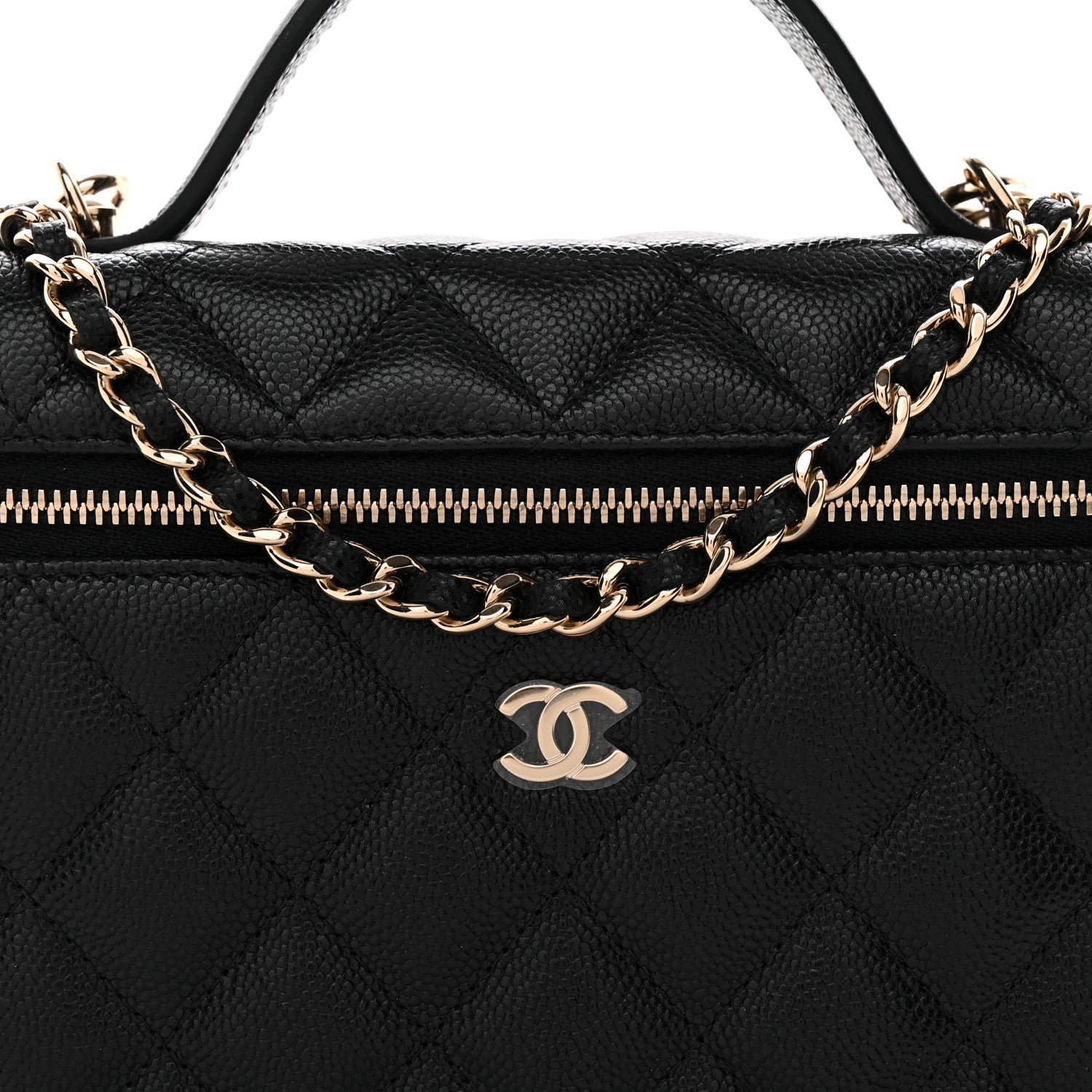 Chanel Caviar Quilted Top Handle Slim Vanity With Chain Black 8 of 11