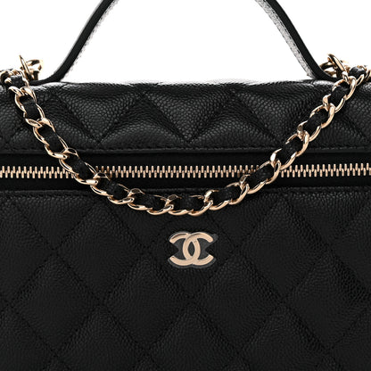 Chanel Caviar Quilted Top Handle Slim Vanity With Chain Black 8 of 11