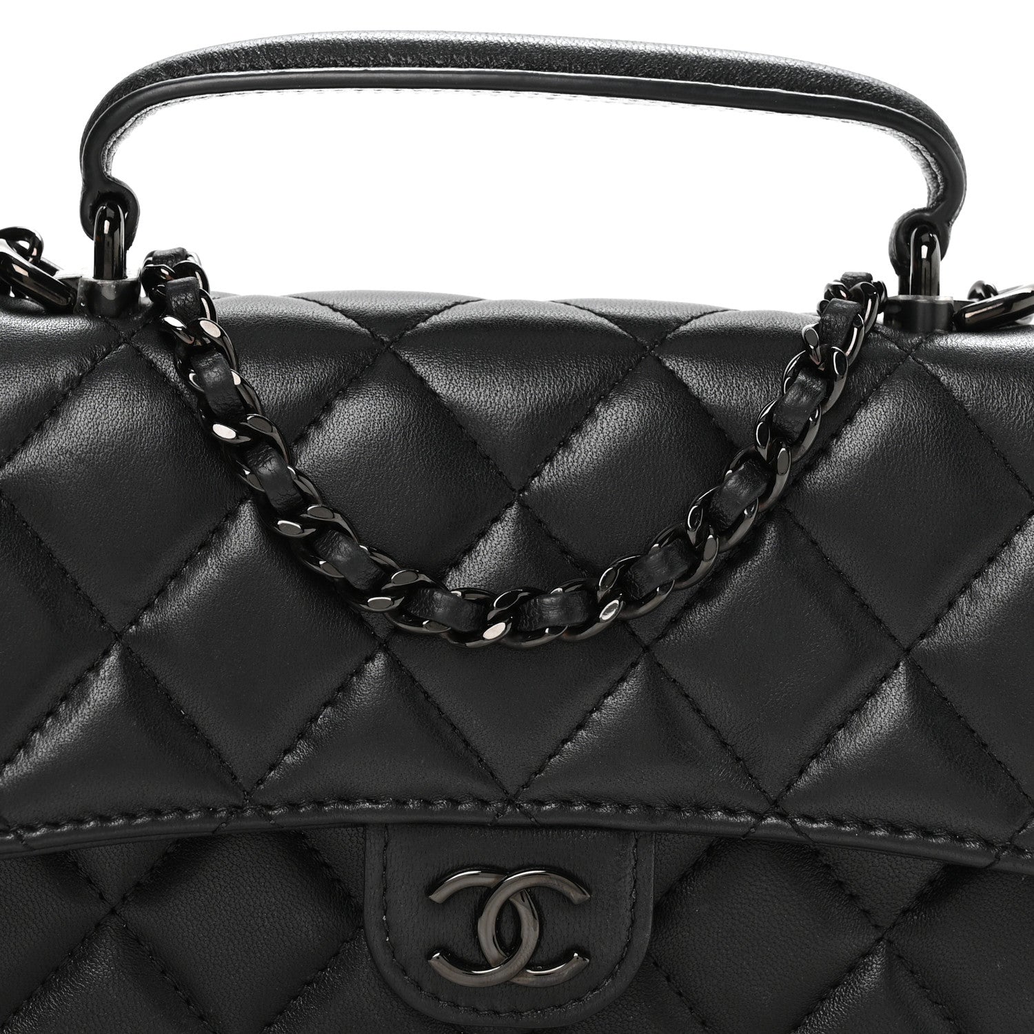 Chanel Lambskin Quilted Flap Phone Holder With Chain So Black 8 of 11