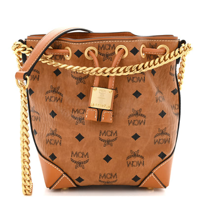 MCM Visetos Berlin Mini Drawstring Bucket Bag Cognac 1 of 11