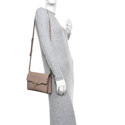 Valentino Garavani Pebbled Calfskin Medium Rockstud Flip Lock Crossbody Bag Poudre 2 of 16