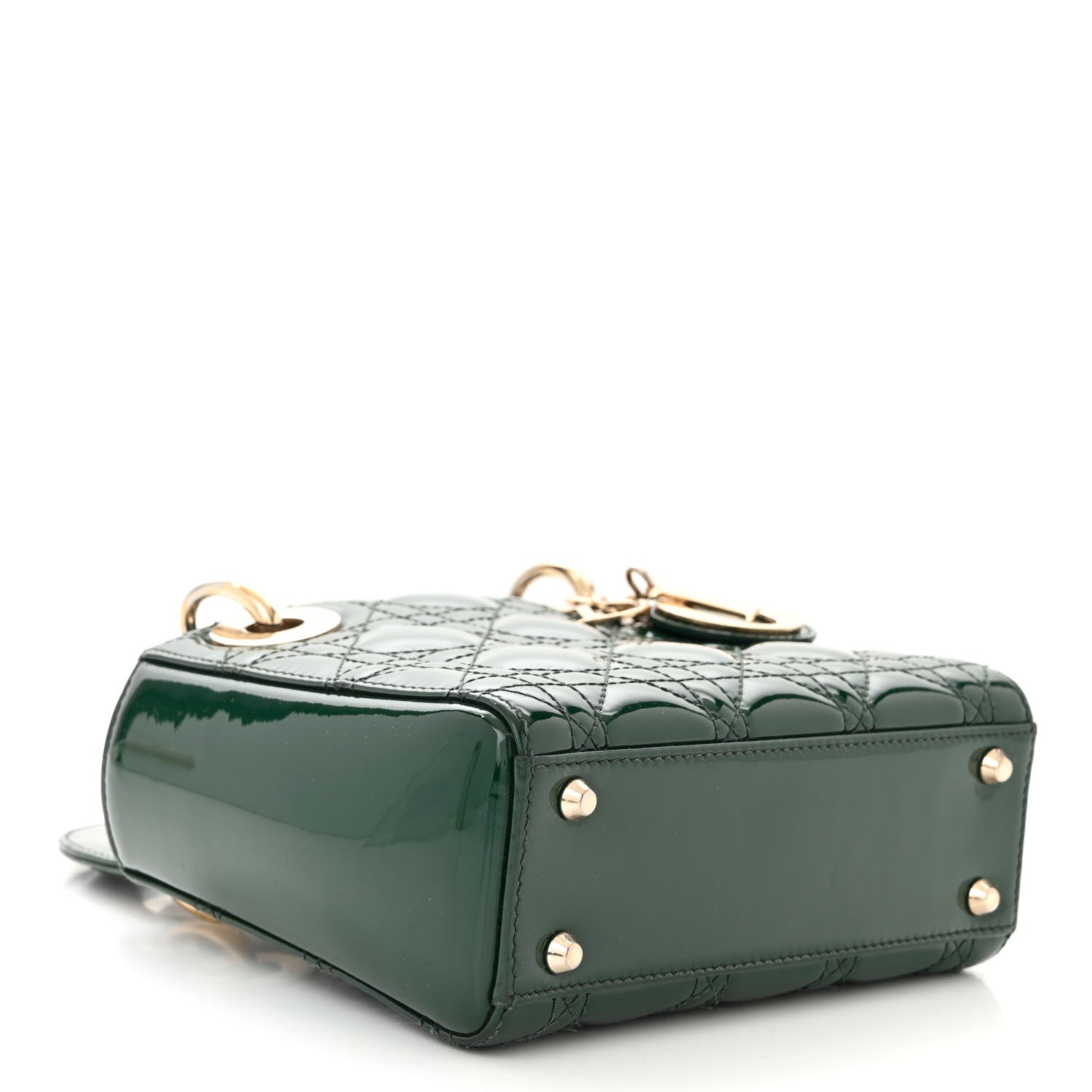 Christian Dior Patent Cannage Mini Lady Dior Pine Green 4 of 10