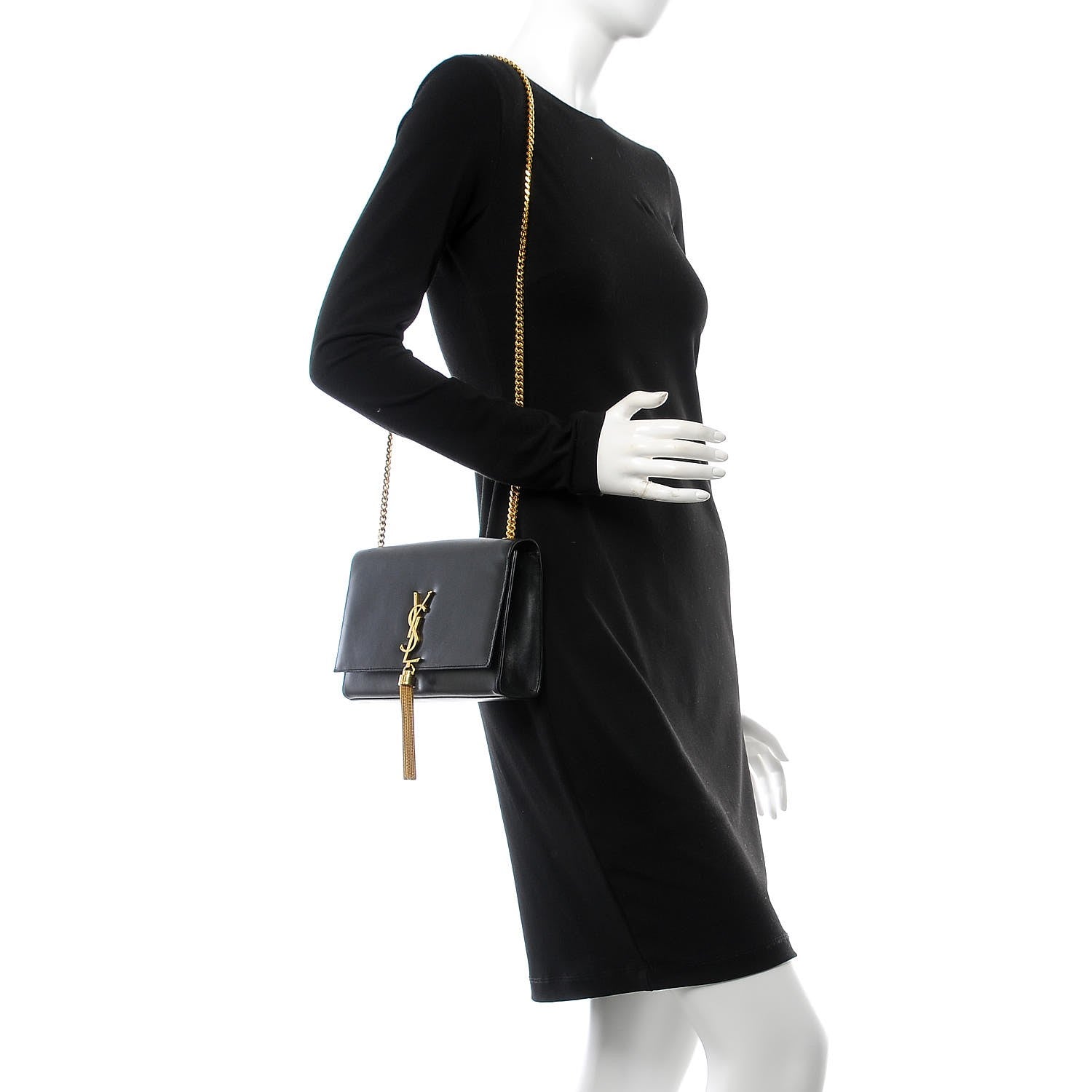 Saint Laurent Smooth Calfskin Medium Classic Monogram Kate Tassel Satchel Black 2 of 11