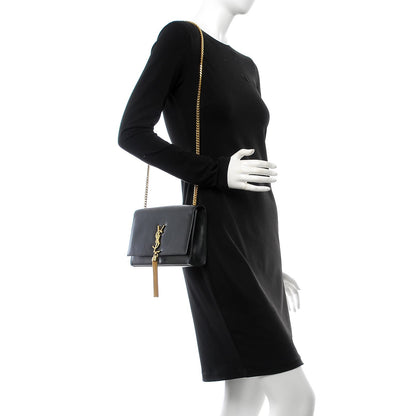Saint Laurent Smooth Calfskin Medium Classic Monogram Kate Tassel Satchel Black 2 of 11