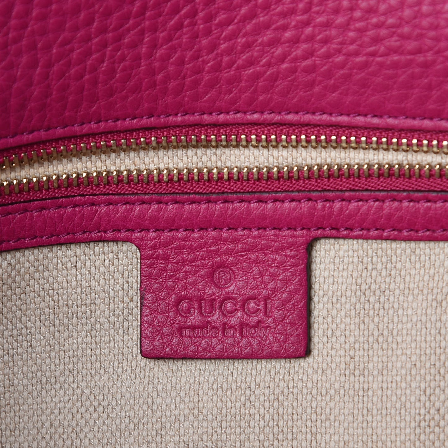 Pebbled Calfskin Medium Soho Clutch Fuchsia