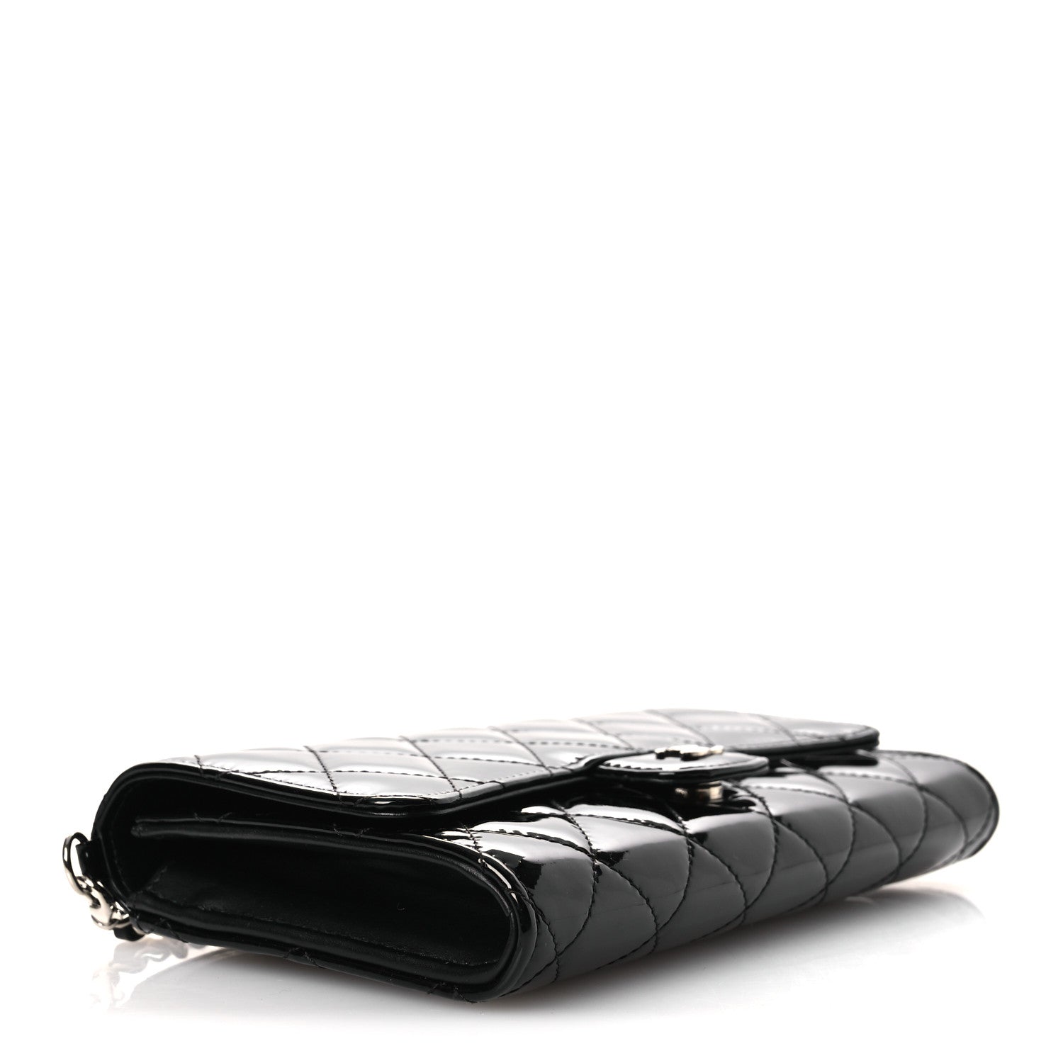 Chanel Patent Quilted Wallet On Removable Chain WOC Black 4 of 14
