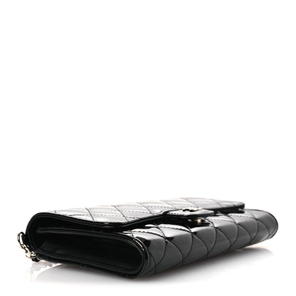 Chanel Patent Quilted Wallet On Removable Chain WOC Black 4 of 14