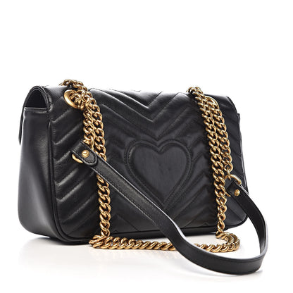 Gucci Calfskin Matelasse Small GG Marmont Shoulder Bag Black 3 of 11