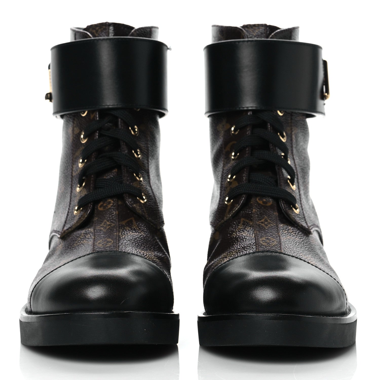 Louis Vuitton Calfskin Monogram Wonderland Flat Ranger Boots 39 Black 2 of 8
