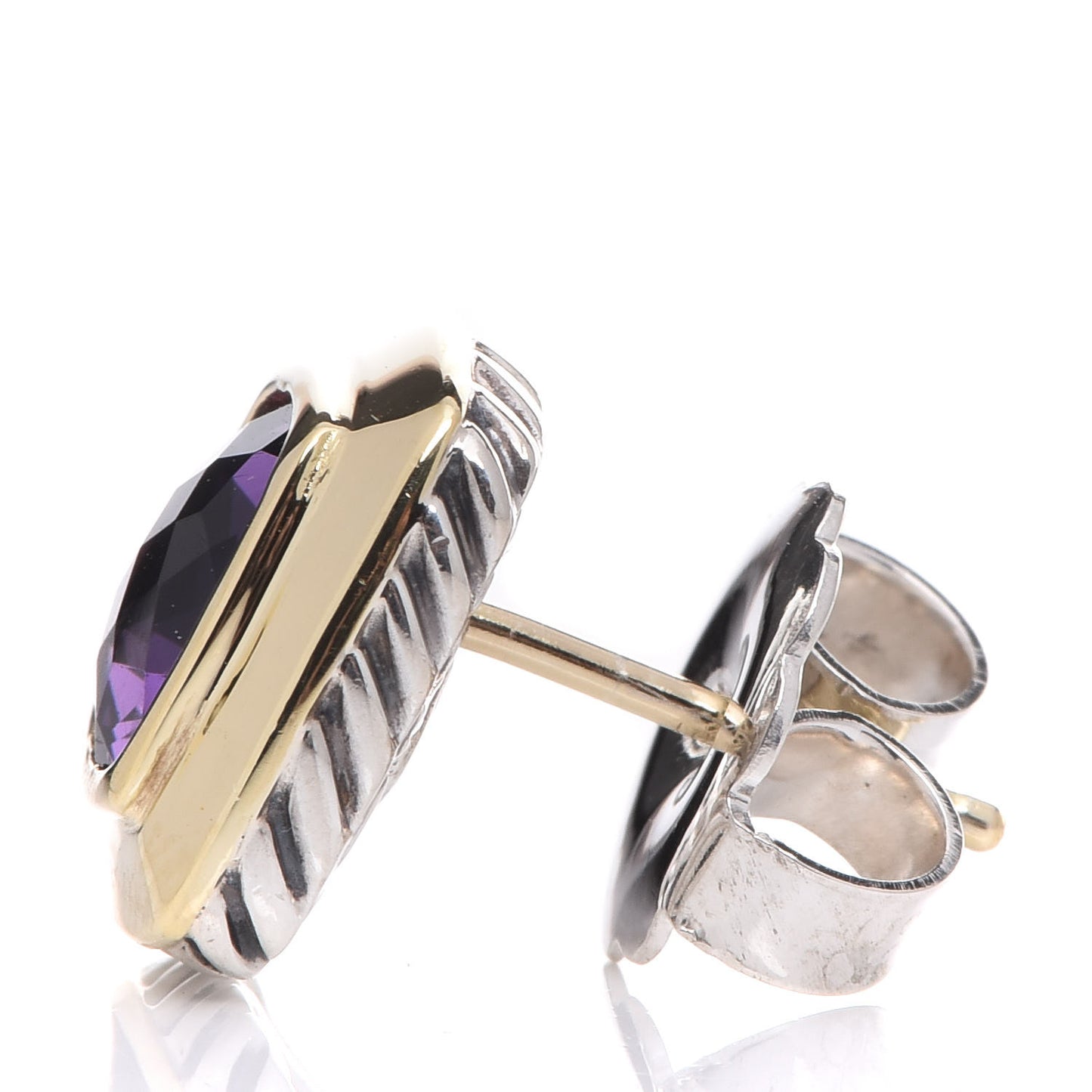 Sterling Silver 18K Yellow Gold Amethyst 7mm Albion Earrings