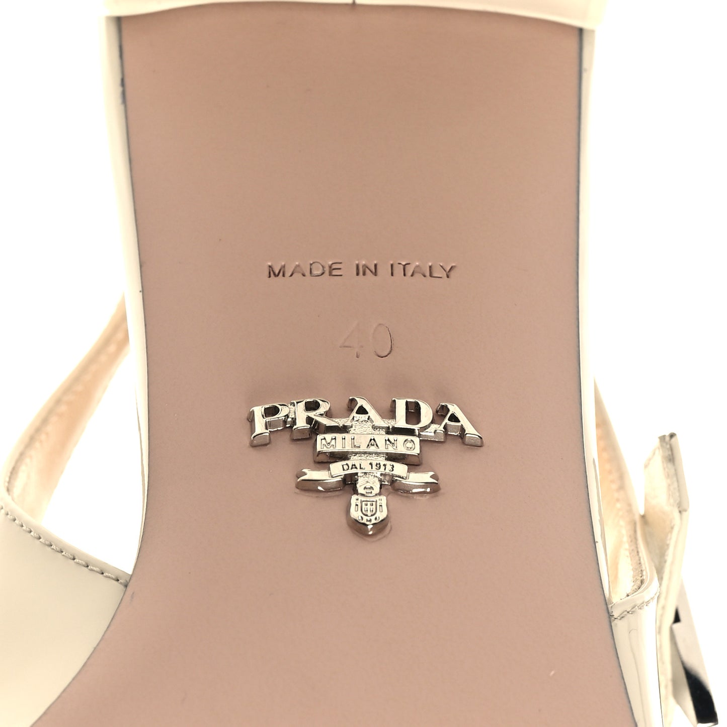Patent Decolette Logo Mary Jane 45mm Slingback Pumps 40 Beige