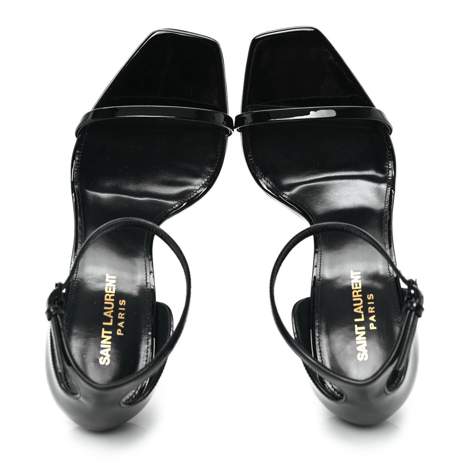 Saint Laurent Patent Calfskin Opyum 110 Sandals 41 Black Gold 2 of 12