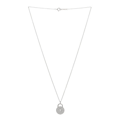 Tiffany Platinum Diamond Round Lock Pendant Necklace 2 of 4