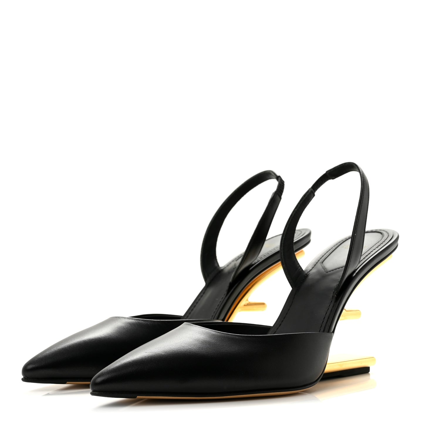 Vitello Fendi First 95mm Slingback Sandals 36.5 Black