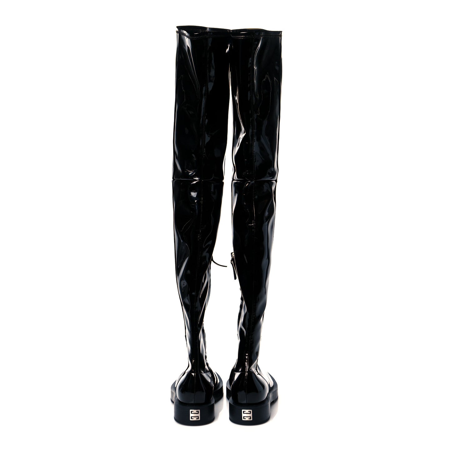 Patent Square Flat Over The Knee Boots 7.5 Black