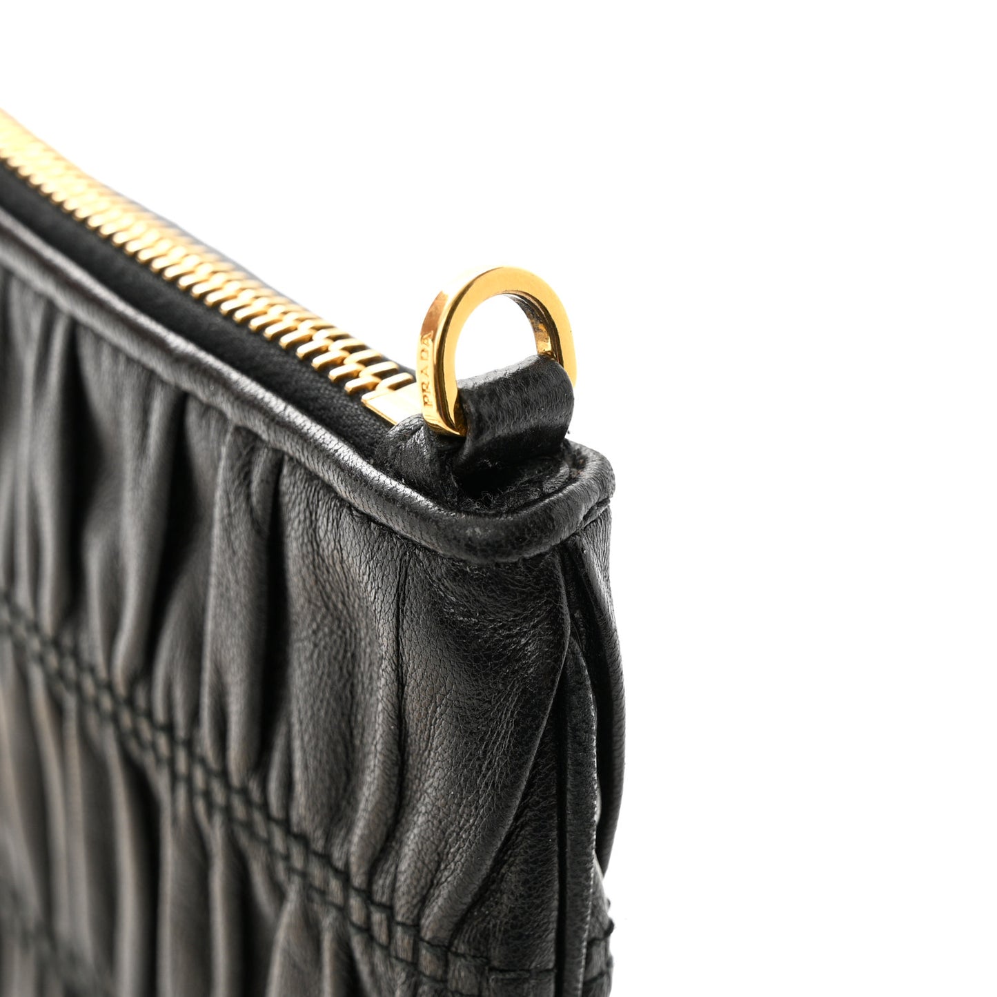 Nappa Gaufre Chain Shoulder Bag Black