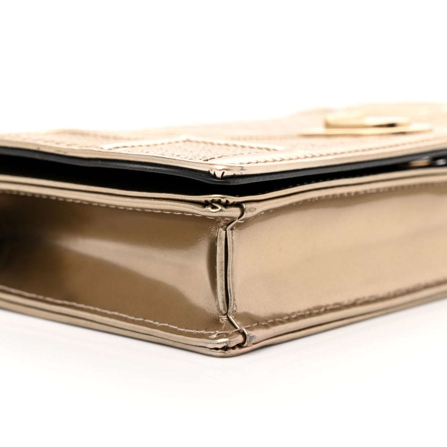 Metallic Patent Micro-Cannage Diorama Wallet on Chain Pouch