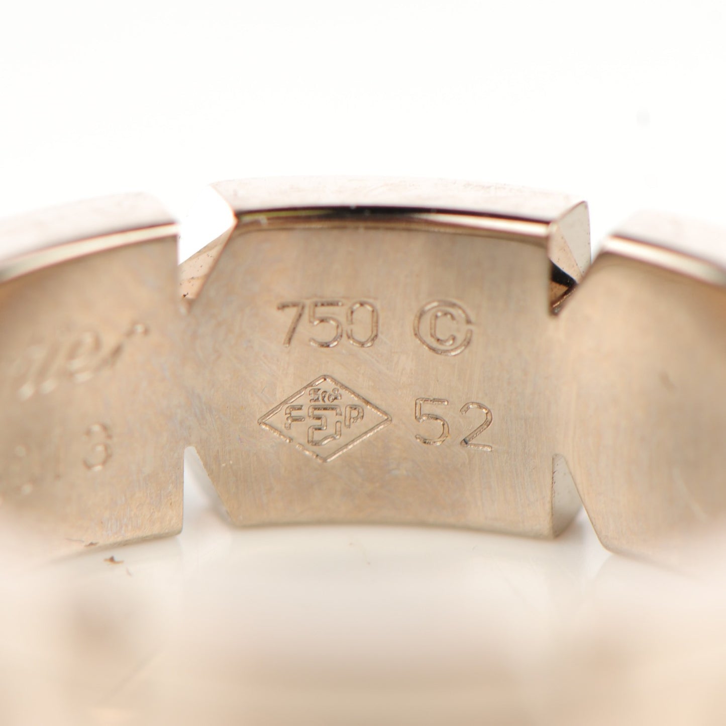 18K White Gold 7mm Tank Francaise Ring 52 6