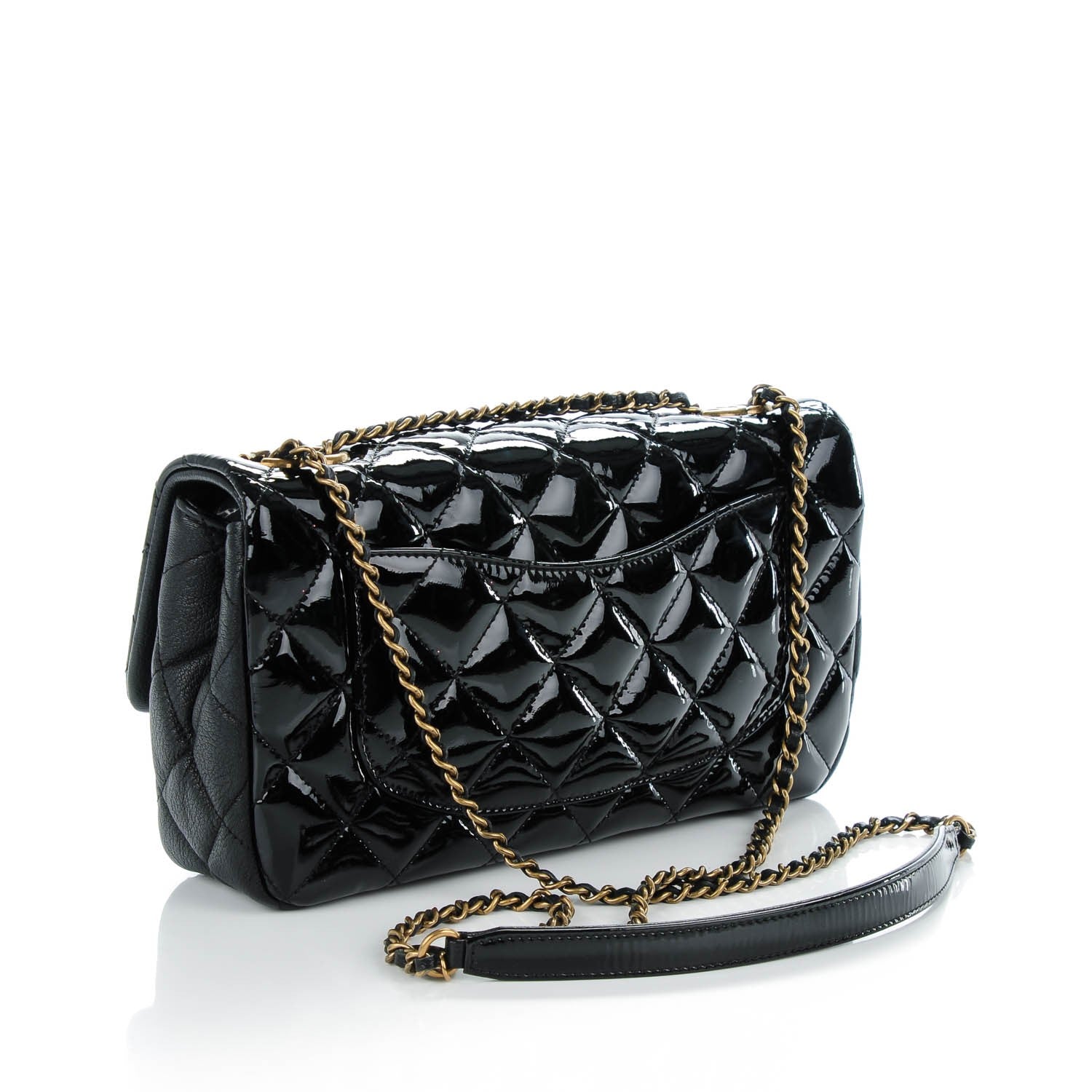 Chanel Patent Goatskin Quilted Medium CC Eyelet Flap Black 3 of 8