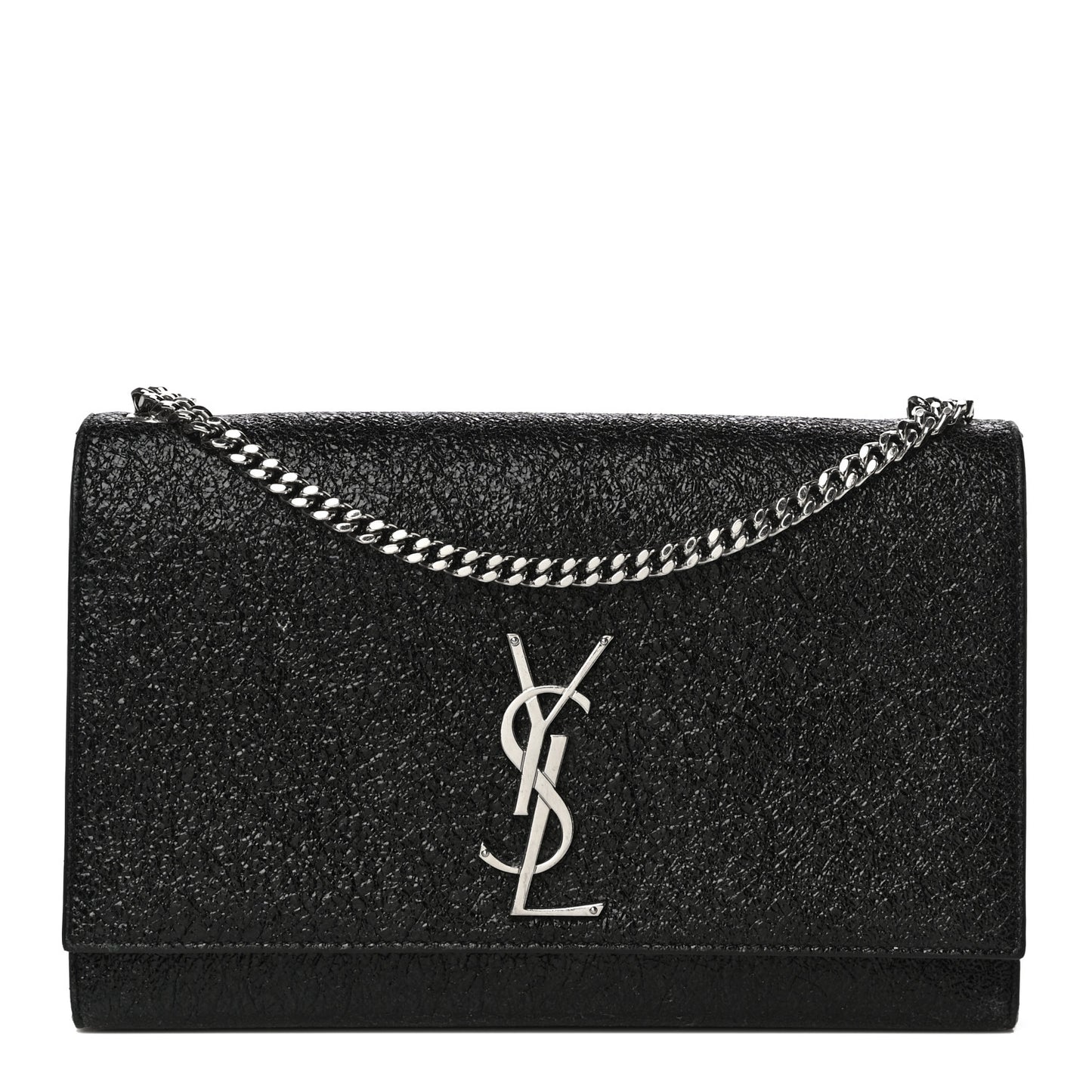 Metallic Sparkle Calfskin Medium Monogram Kate Satchel Black