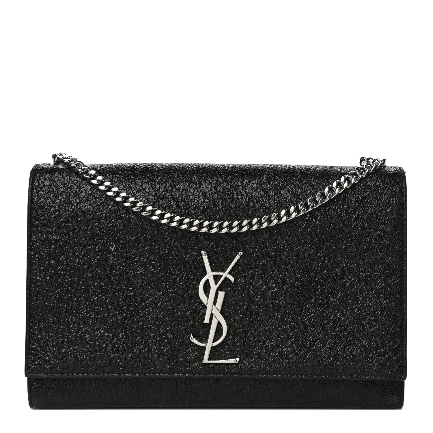 Saint Laurent Metallic Sparkle Calfskin Medium Monogram Kate Satchel Black 1 of 12