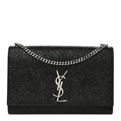 Saint Laurent Metallic Sparkle Calfskin Medium Monogram Kate Satchel Black 1 of 12