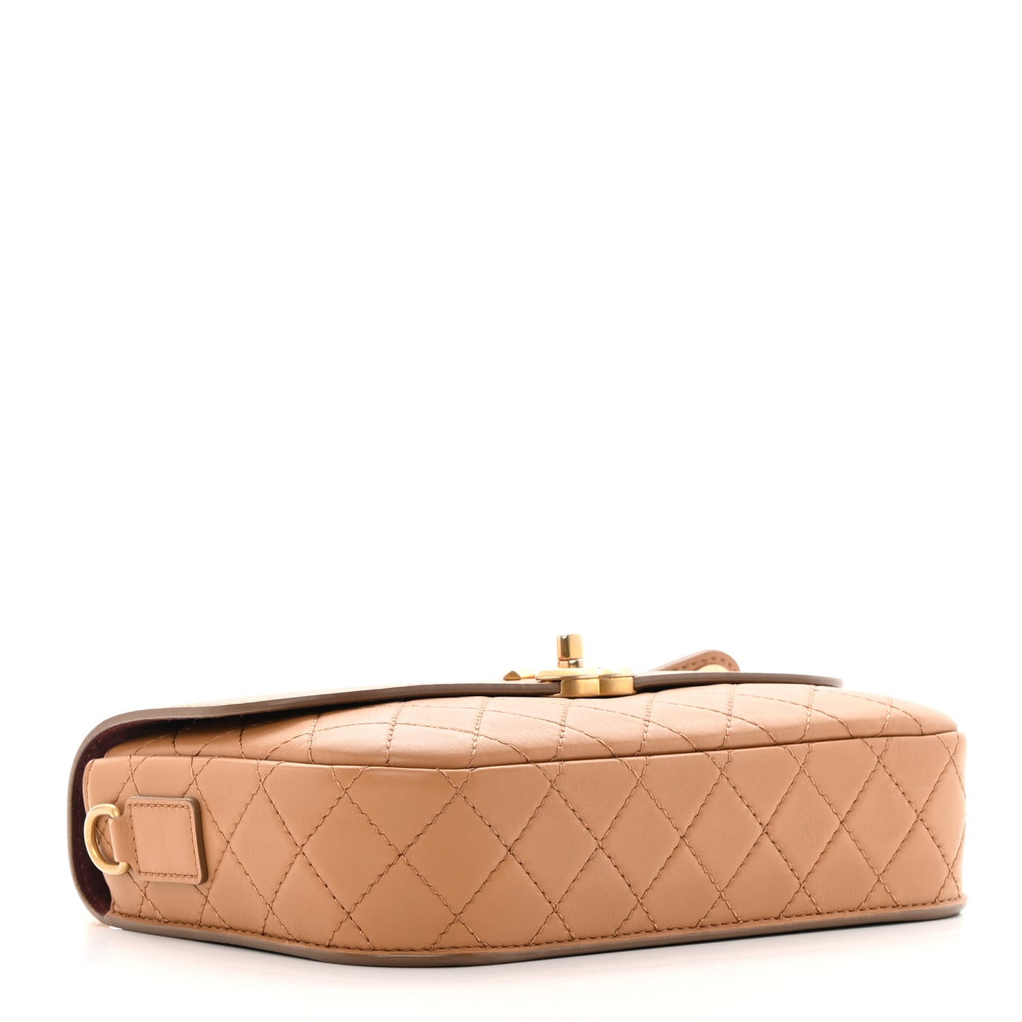 Calfskin Quilted Multi Pouching Flap And Coin Purse Beige