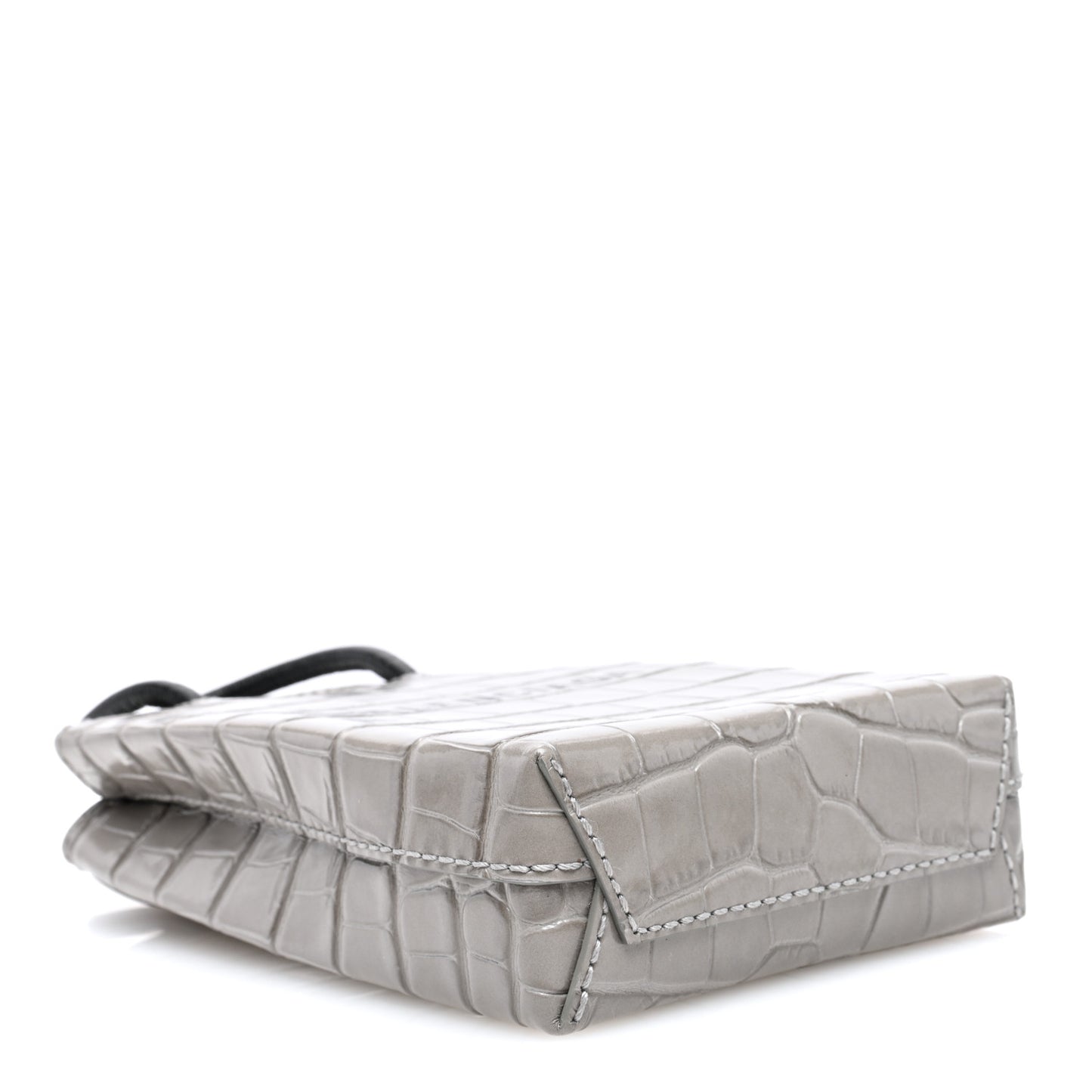 Calfskin Crocodile Embossed Logo Shopping Phone Holder Bag Steel Grey