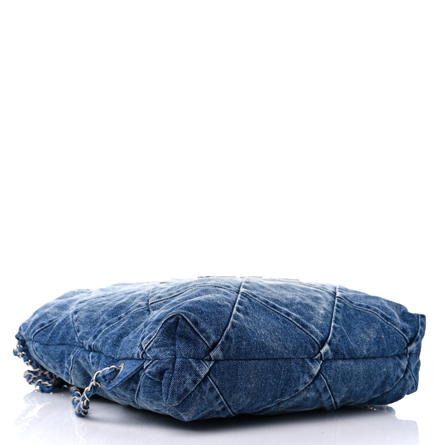 Denim Quilted Chanel 22 Backpack Blue
