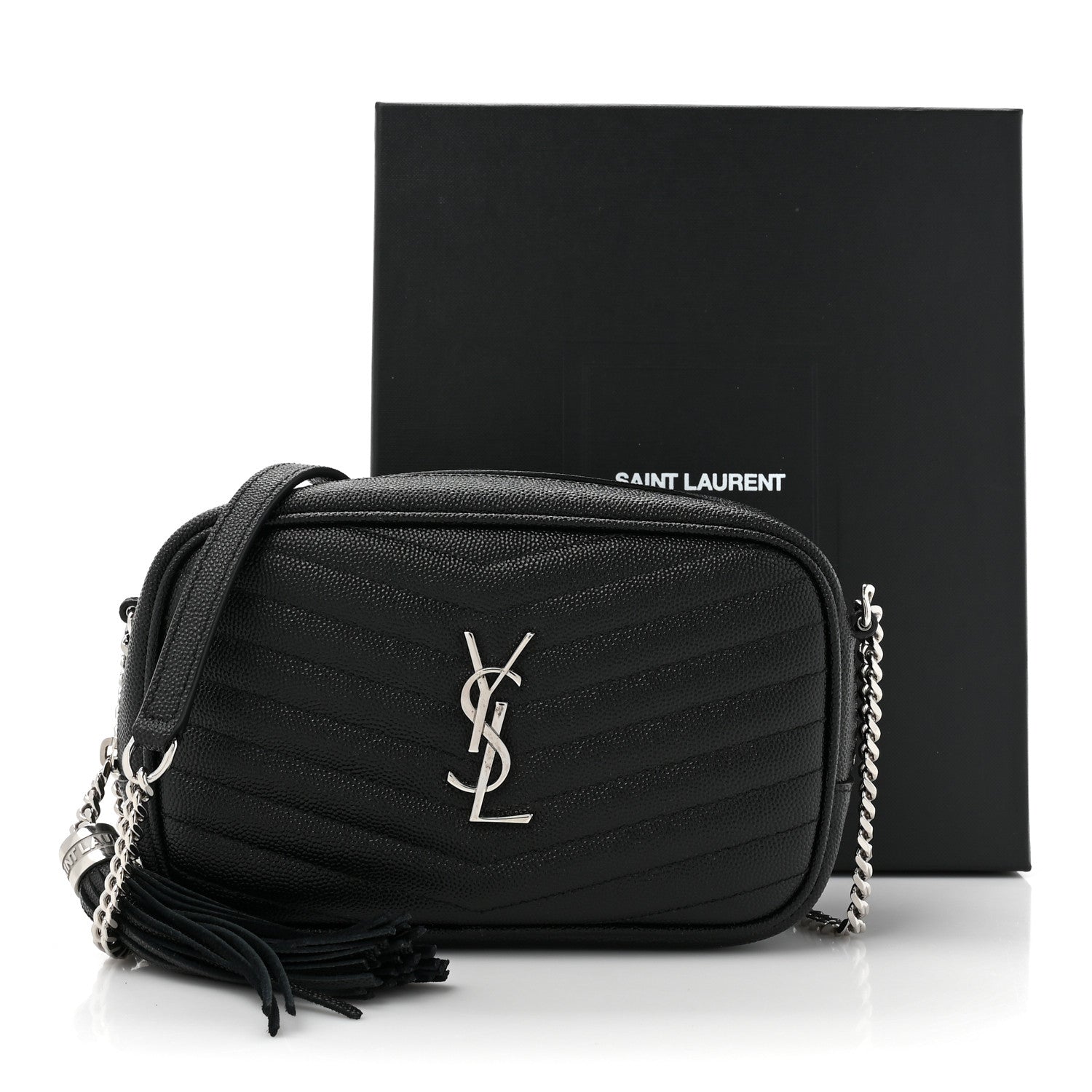 Saint Laurent Grain De Poudre Matelasse Monogram Mini Lou Camera Bag Black 11 of 11