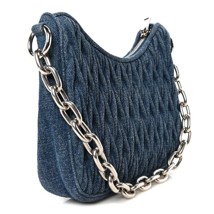 Miu Miu Denim Matelasse Shoulder Bag Blue White 2 of 8