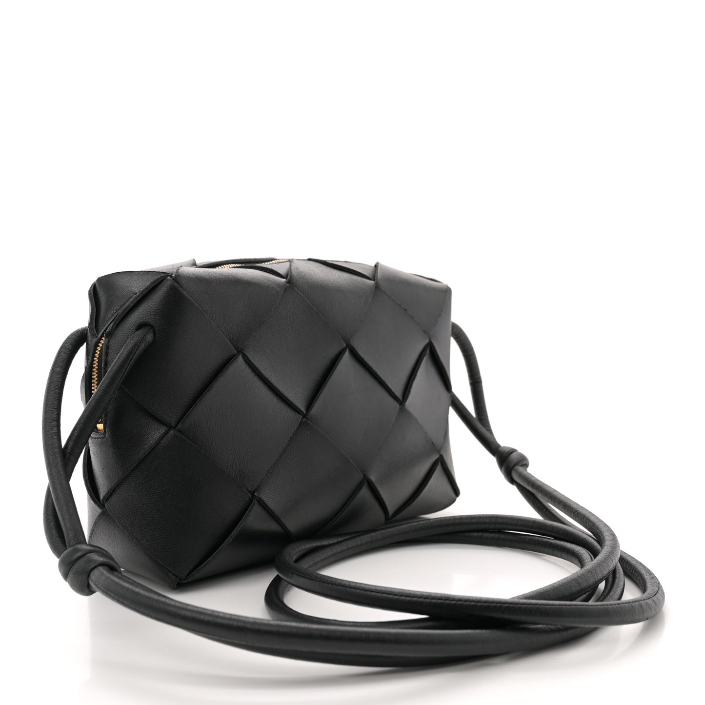 Lambskin Maxi Intrecciato Small Cassette Camera Bag Black